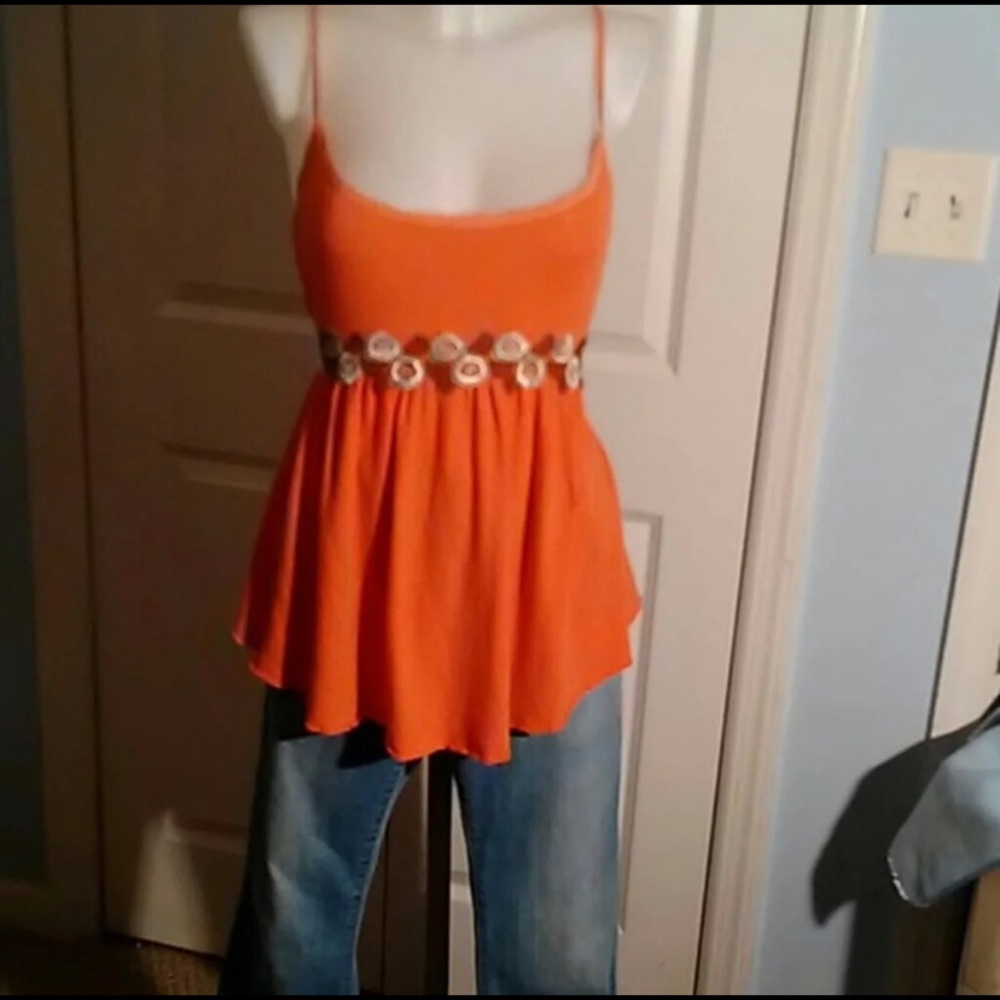 FREE PEOPLE Orange Babydoll Top